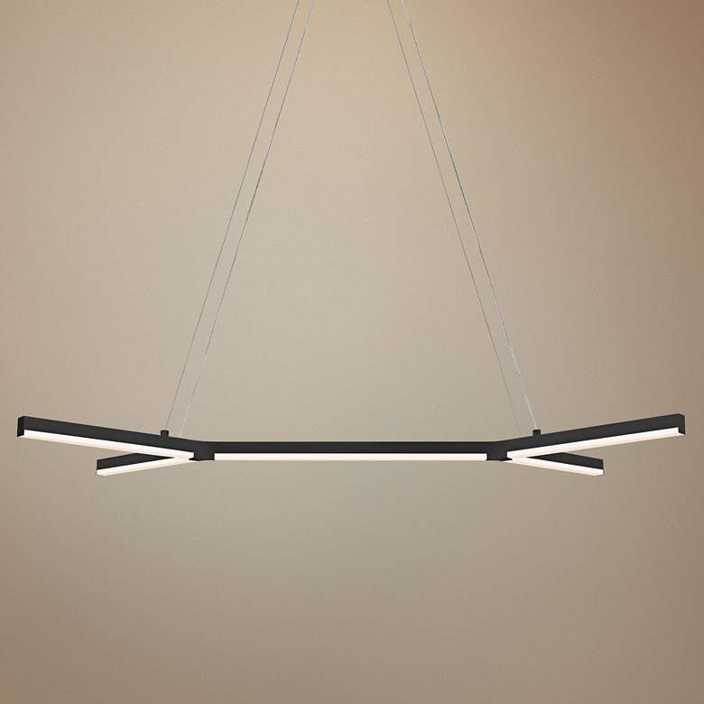 Image 1 Bi-Y 36 3/4 inchW Satin Black LED Kitchen Island Light Pendant