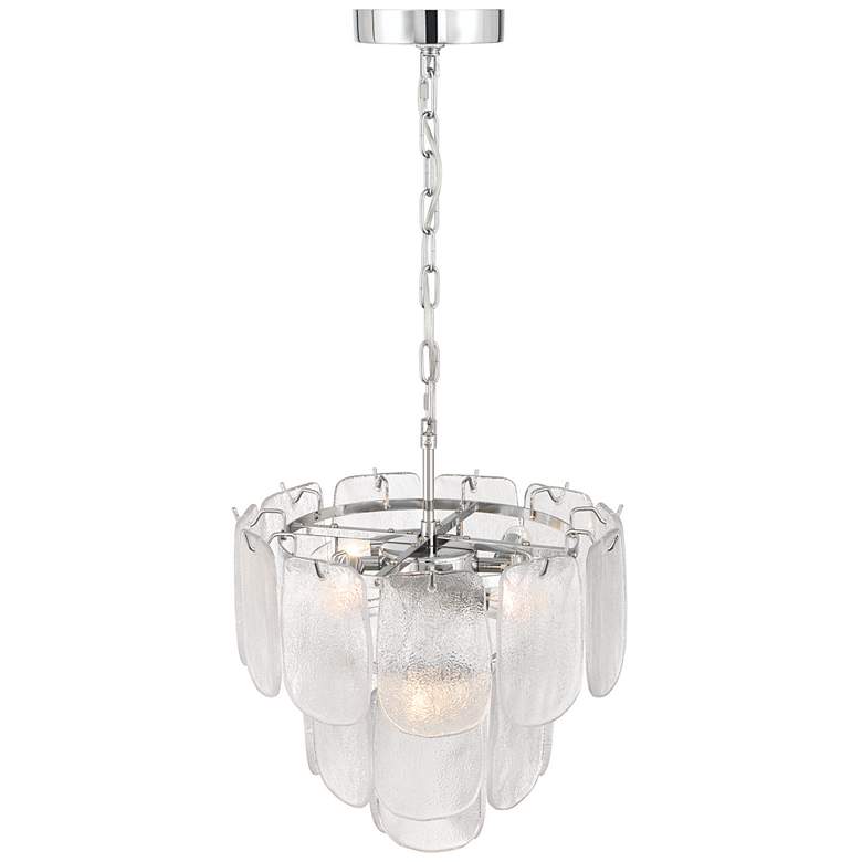 Image 3 Bianca 15.75"W 5-Light Polished Nickel Pendant w/ Crystalline Shade more views
