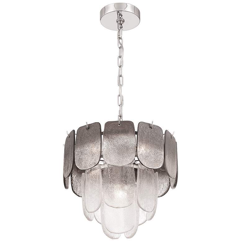 Image 1 Bianca 15.75"W 5-Light Polished Nickel Pendant w/ Crystalline Smoke Shade