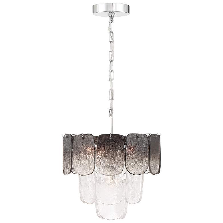 Image 2 Bianca 15.75"W 5-Light Polished Nickel Pendant w/ Crystalline Smoke Shade more views