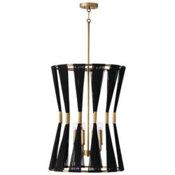 Bianca 19 1/2"W Black Rope Brass Metal 4-Light Foyer Pendant