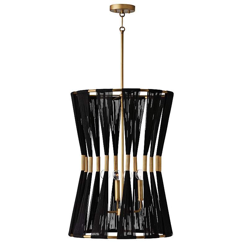 Image 3 Bianca 19 1/2"W Black Rope Brass Metal 4-Light Foyer Pendant more views