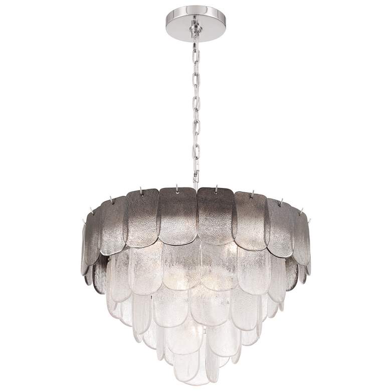 Image 1 Bianca 24.8"W 12-Light Nickel Chandelier w/ Crystalline Smoke Shade