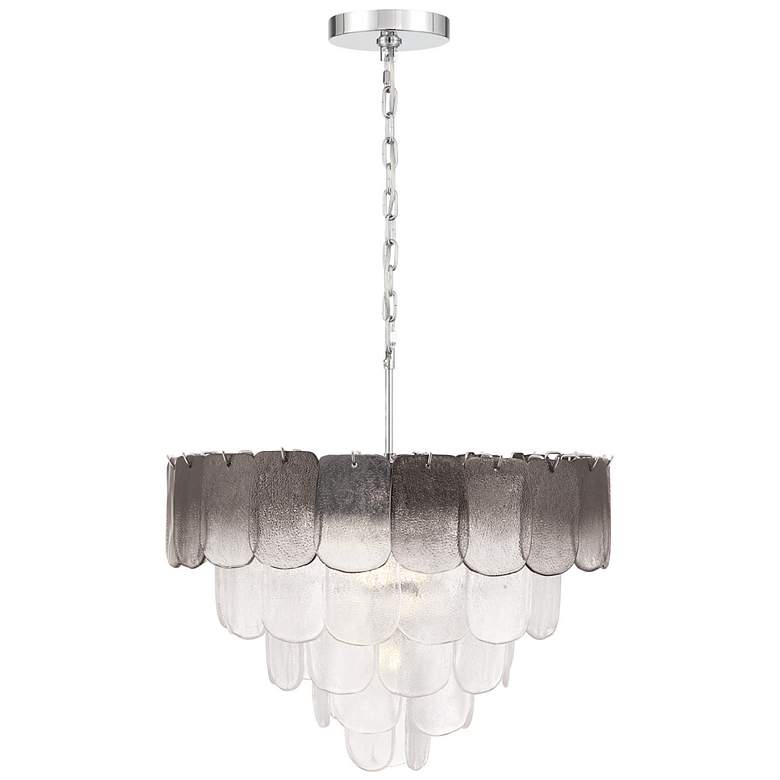Image 2 Bianca 24.8"W 12-Light Nickel Chandelier w/ Crystalline Smoke Shade more views