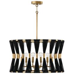 Bianca 24 1/2" Wide Black Rope and Brass 6-Light Pendant