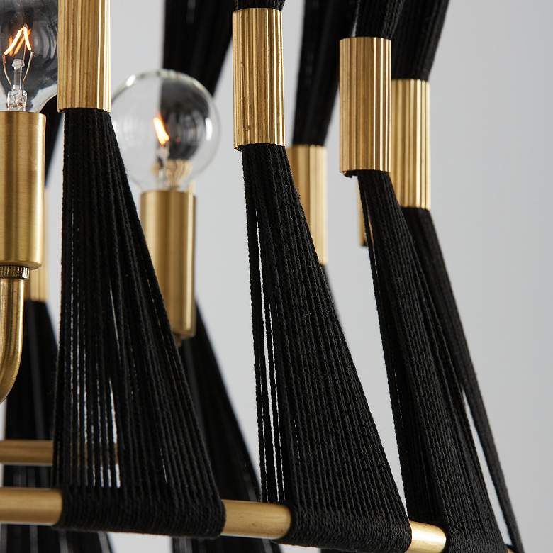 Image 3 Bianca 24 1/2" Wide Black Rope and Brass 6-Light Pendant more views