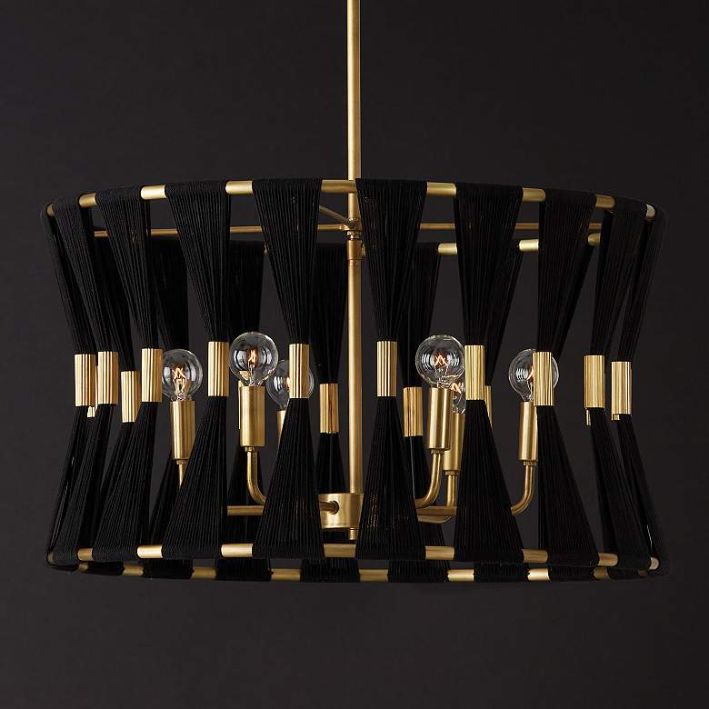 Image 5 Bianca 24 1/2" Wide Black Rope and Brass 6-Light Pendant more views