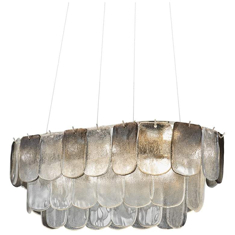 Image 1 Bianca 31.89"W 12-Light Nickel Island Light w/ Crystalline Smoke Shade