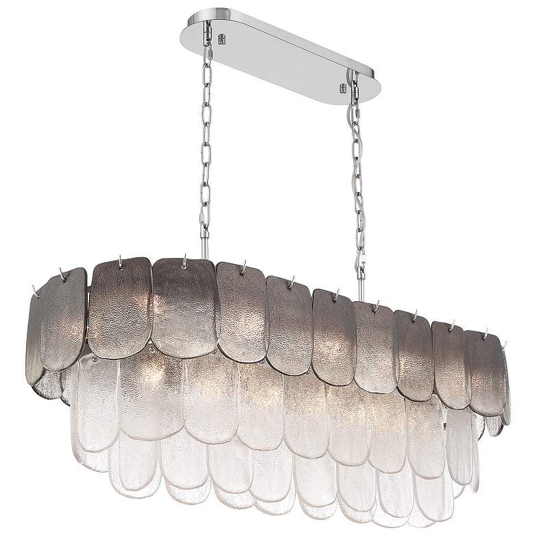 Image 2 Bianca 31.89"W 12-Light Nickel Island Light w/ Crystalline Smoke Shade more views