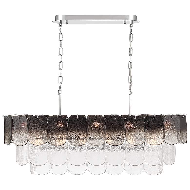Image 3 Bianca 31.89"W 12-Light Nickel Island Light w/ Crystalline Smoke Shade more views