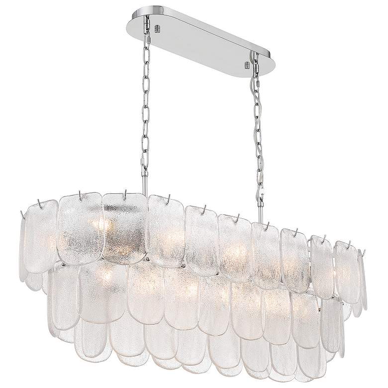 Image 1 Bianca 31.89"W 12-Light Polished Nickel Island Light w/ Crystalline Shade