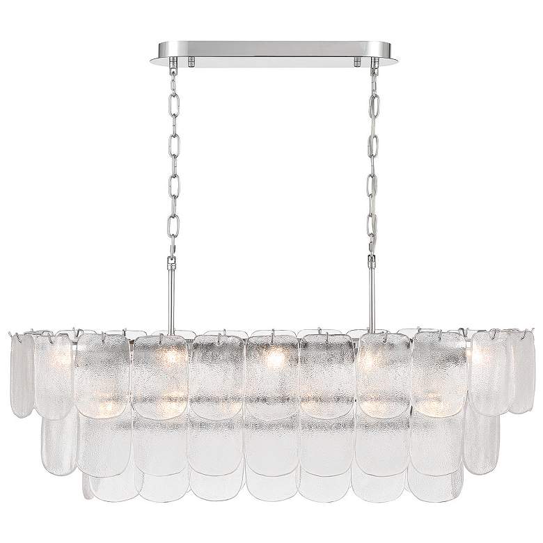 Image 2 Bianca 31.89"W 12-Light Polished Nickel Island Light w/ Crystalline Shade more views