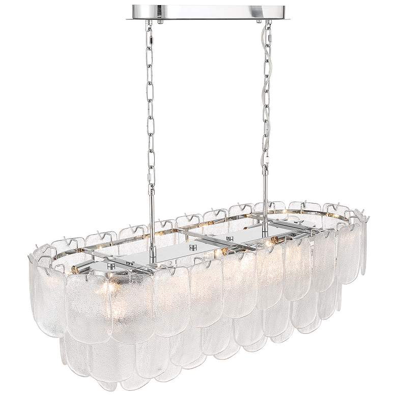 Image 3 Bianca 31.89"W 12-Light Polished Nickel Island Light w/ Crystalline Shade more views