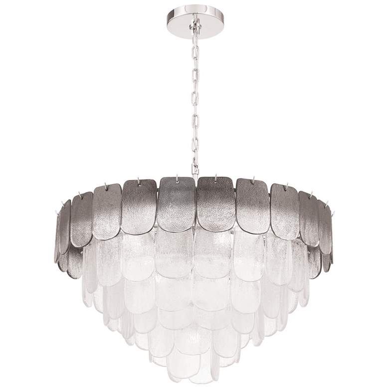 Image 1 Bianca 32.25"W 19-Light Nickel Chandelier w/ Crystalline Smoke Shade