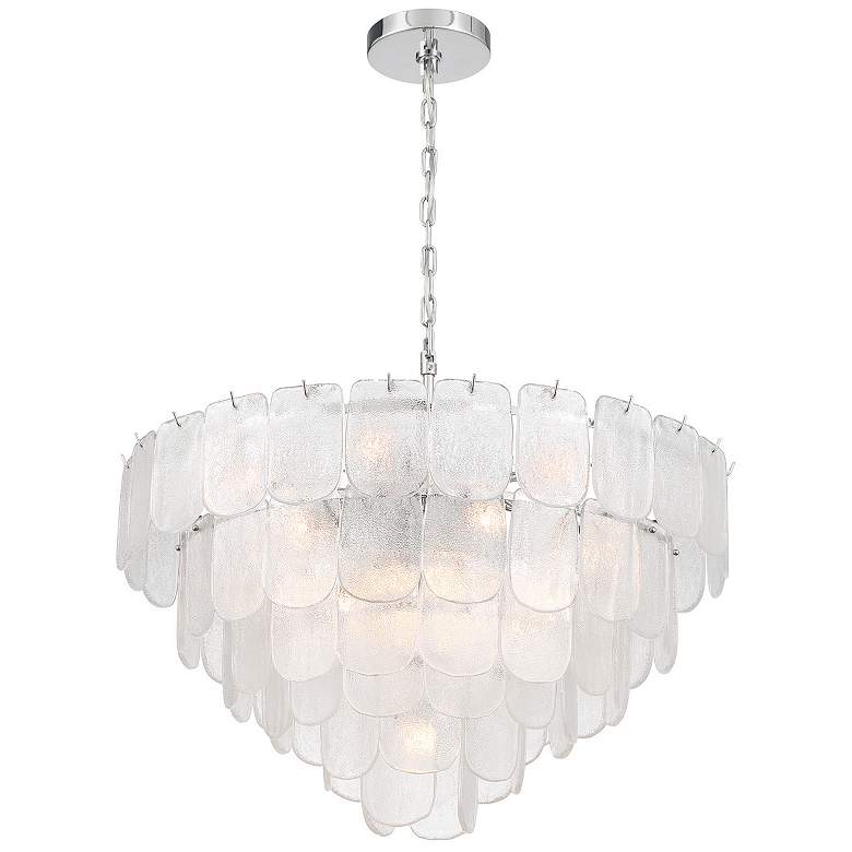 Image 1 Bianca 32.25"W 19-Light Polished Nickel Chandelier w/ Crystalline Shade