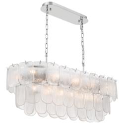 Bianca 32"W Nickel and Crystalline Glass Island Chandelier