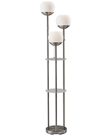 Bianca Brushed Steel Metal 3-Light 2-Shelf Floor Lamp