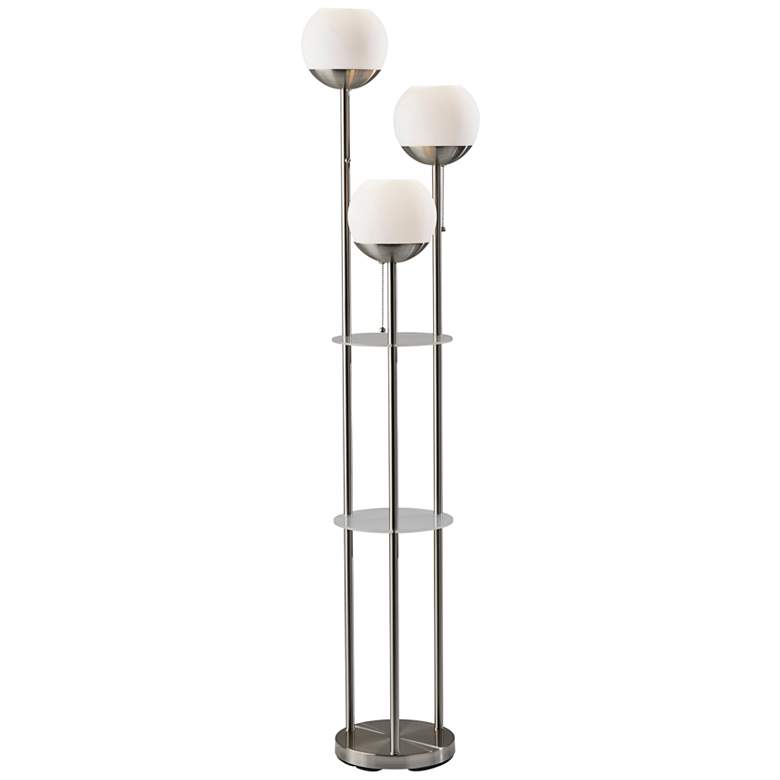 Image 1 Bianca Brushed Steel Metal 3-Light 2-Shelf Floor Lamp