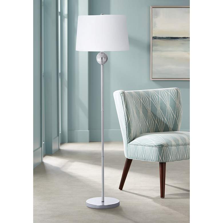 Image 1 Bianca Smoke Glass Orb Modern Floor Lamp