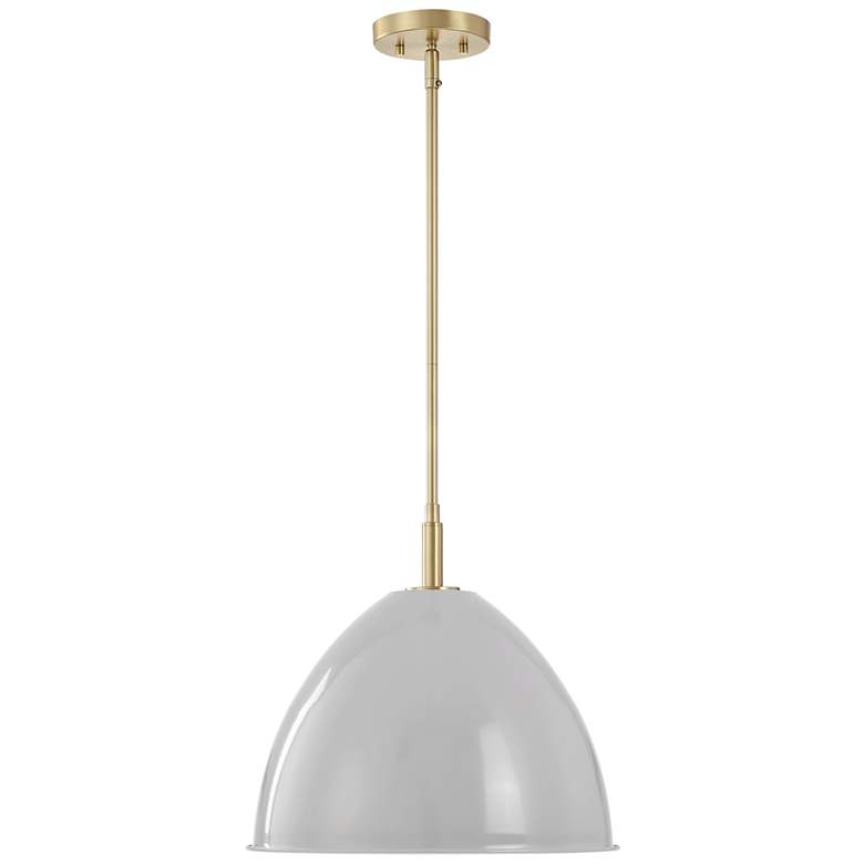 Image 1 Biba 15 in. 1-Light Brushed Gold Modern Pendant Light Grey Sky Metal Shades