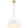 5_Biba 15" Wide Brushed Gold and White Ice Mist Modern Pendant Light more views