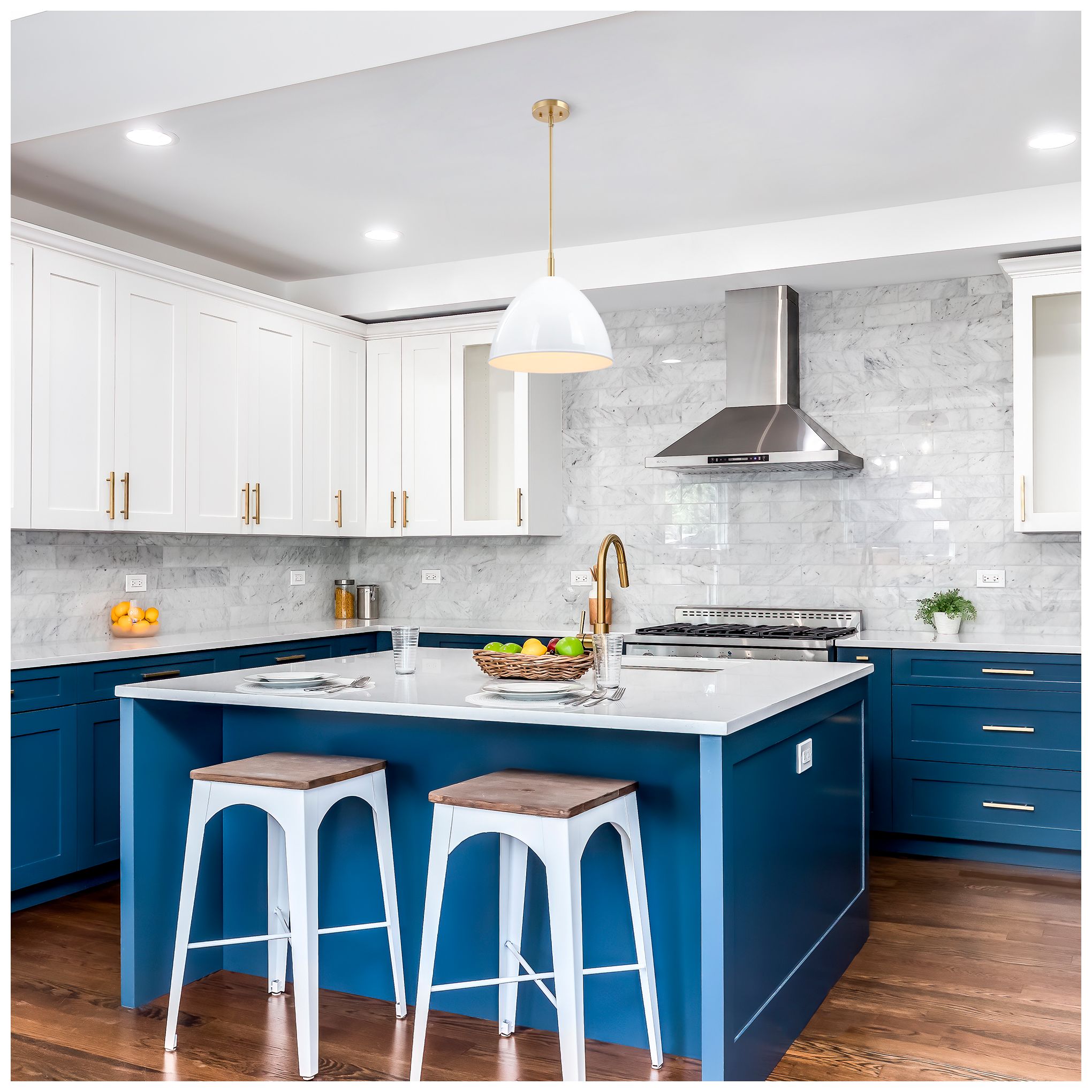 Biba 15" Wide Brushed Gold and White Ice Mist Modern Pendant Light