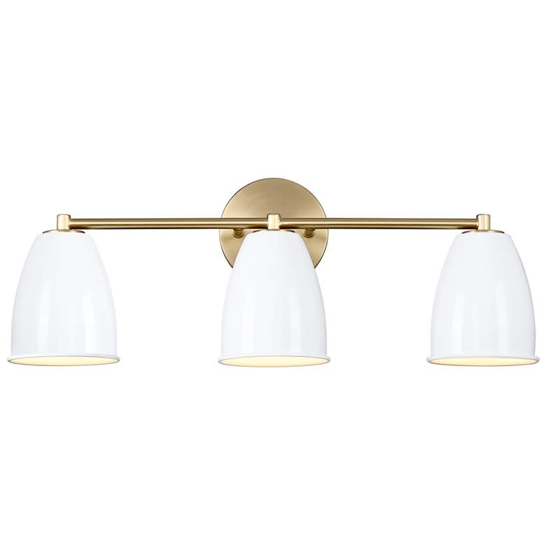 Image 1 Biba 24 in. 3-Light Brushed Gold Modern Vanity Light with Metal Shade