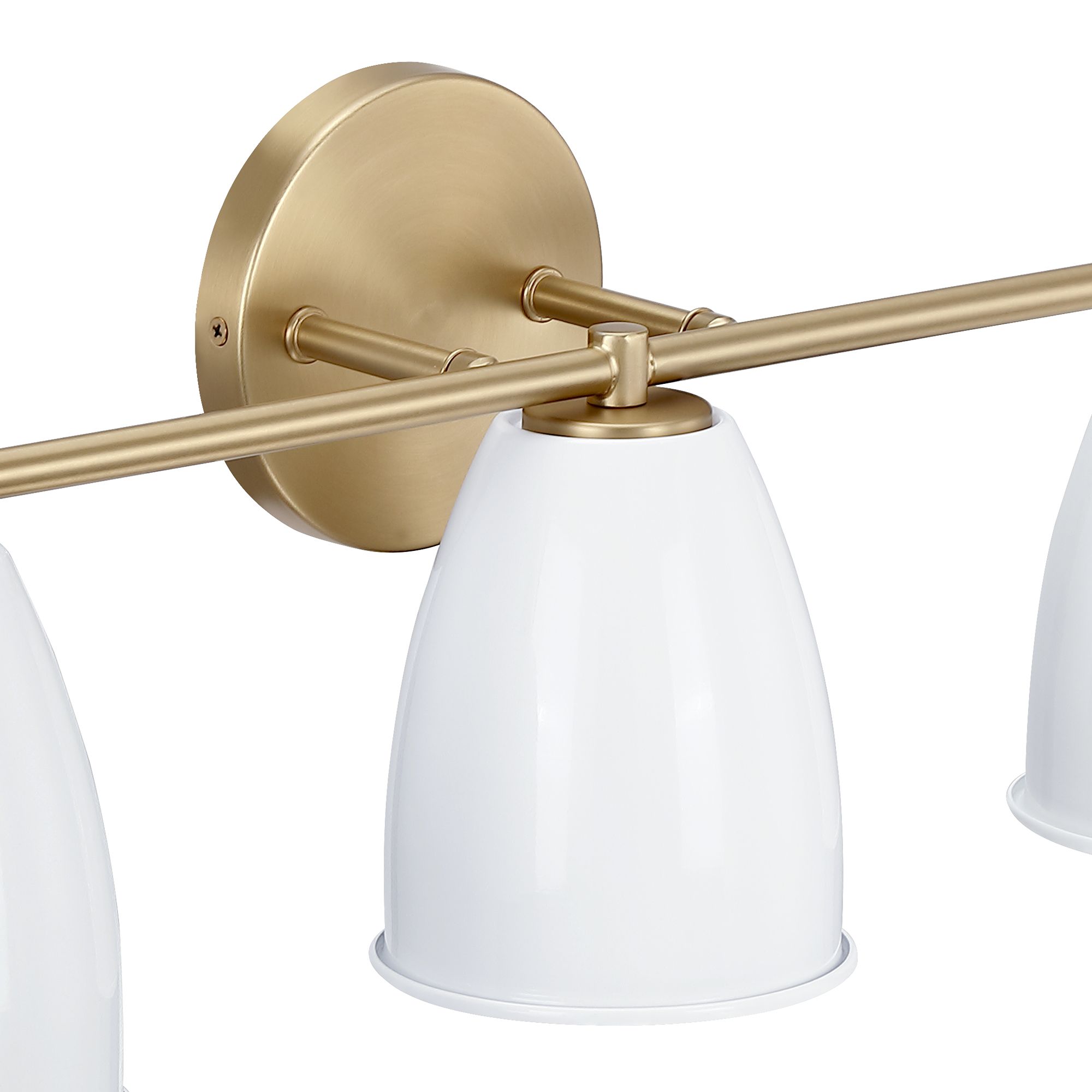 Image 3 Biba 24 in. 3-Light Brushed Gold Modern Vanity Light with Metal Shade more views
