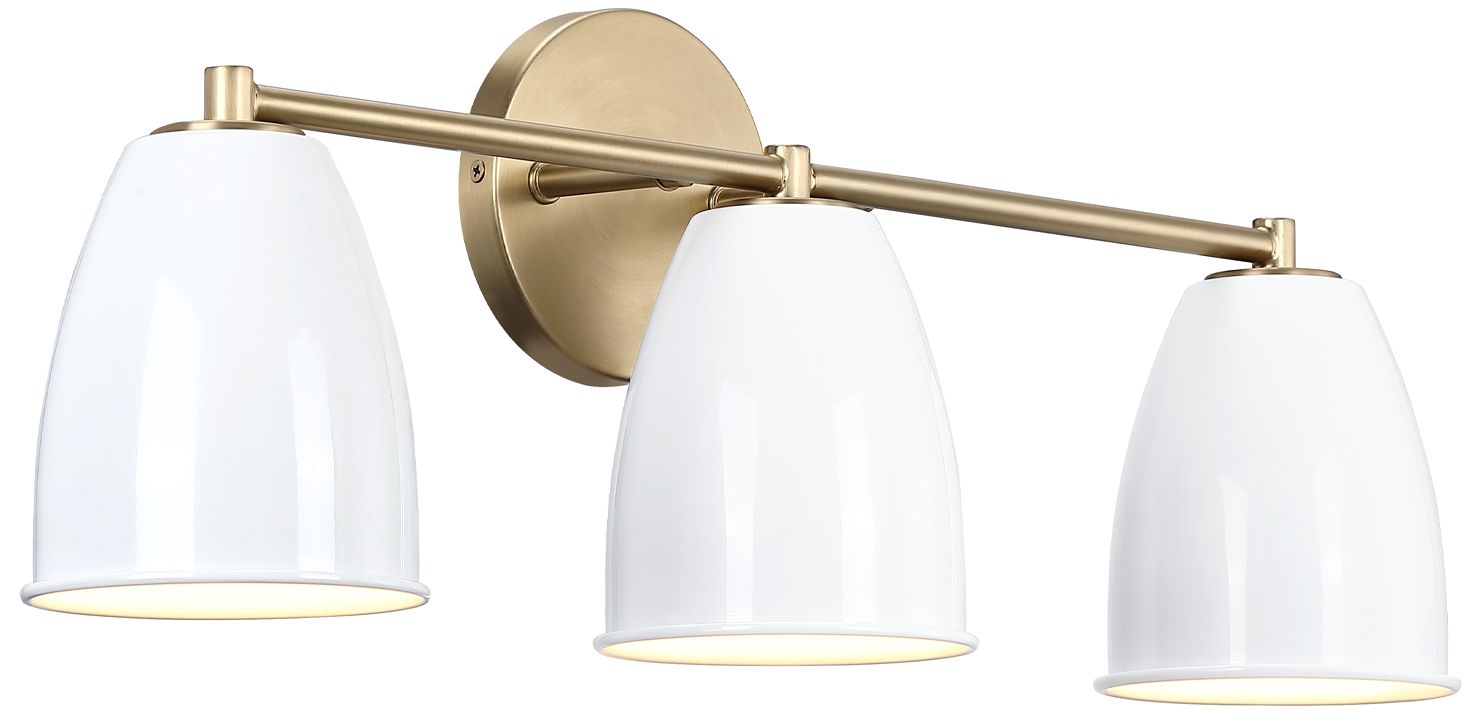 Image 7 Biba 24 in. 3-Light Brushed Gold Modern Vanity Light with Metal Shade more views