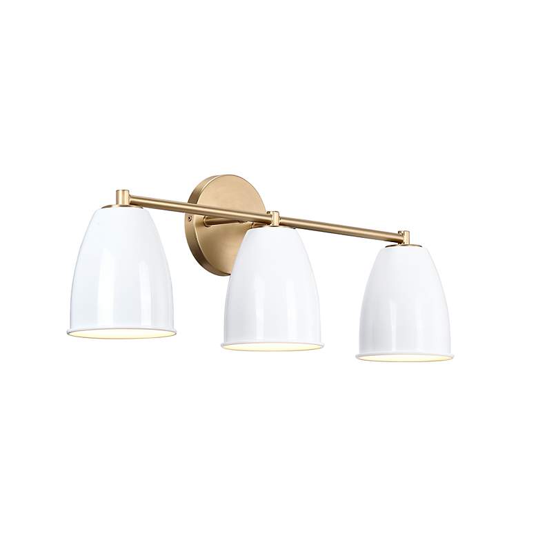 Image 6 Biba 24 in. 3-Light Brushed Gold Modern Vanity Light with Metal Shade more views