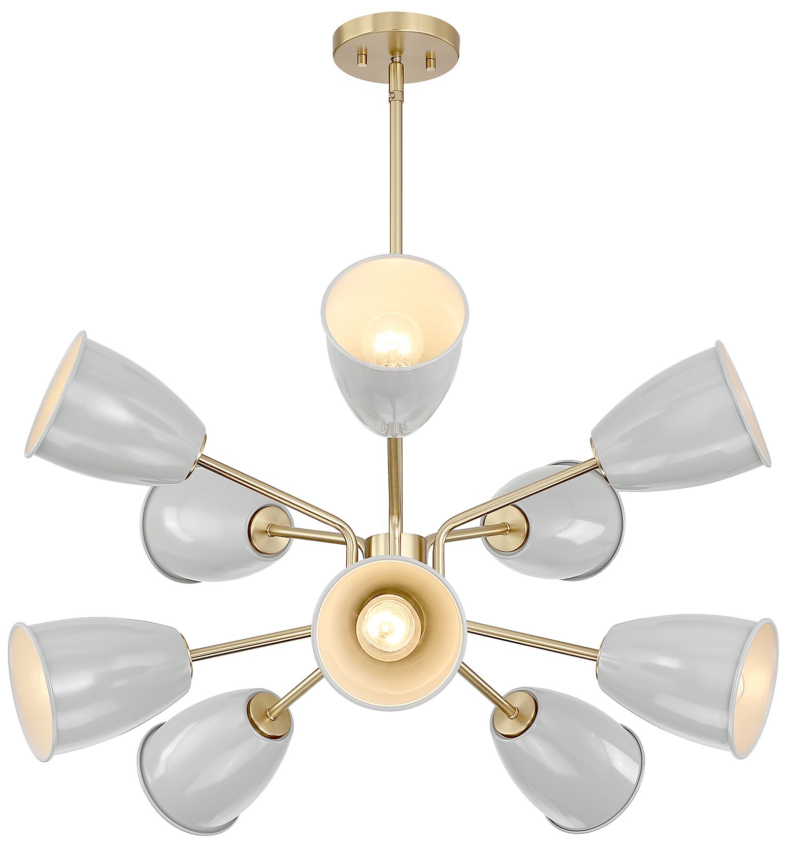 Image 5 Biba 28.5 in. 10-Light Brushed Gold Modern Chandelier with Metal Shades more views