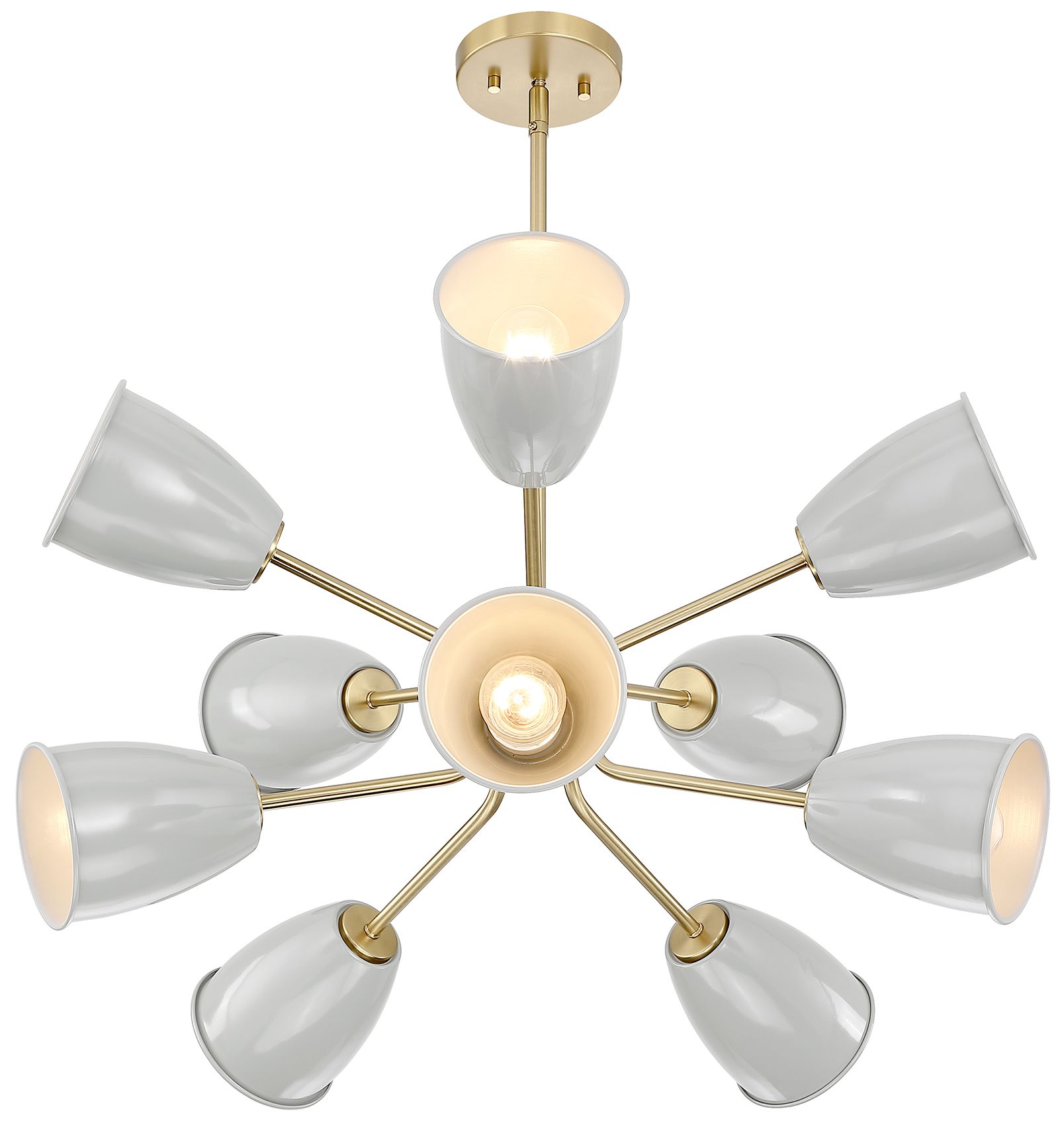 Image 6 Biba 28.5 in. 10-Light Brushed Gold Modern Chandelier with Metal Shades more views