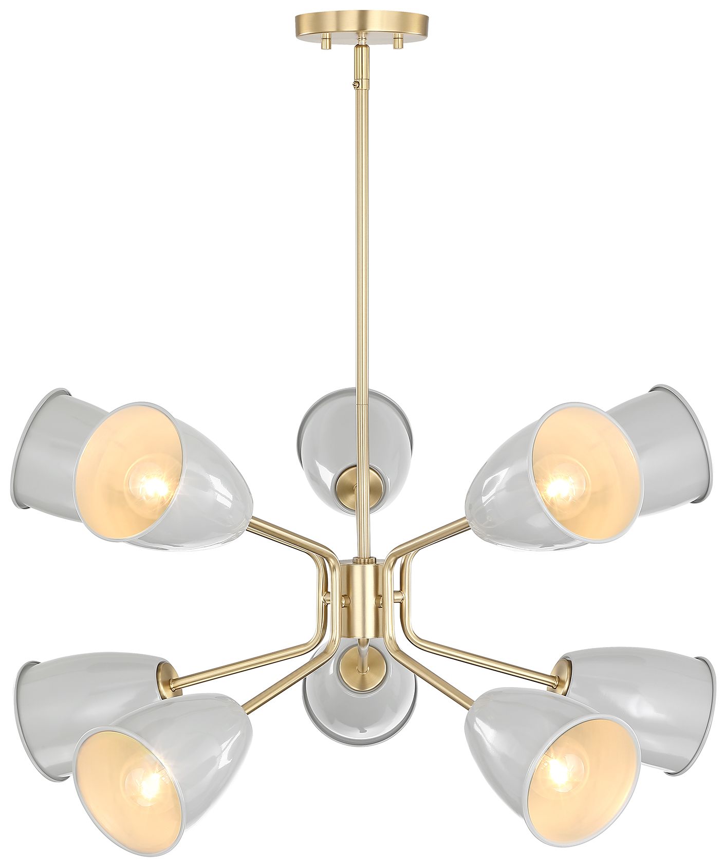 Image 7 Biba 28.5 in. 10-Light Brushed Gold Modern Chandelier with Metal Shades more views