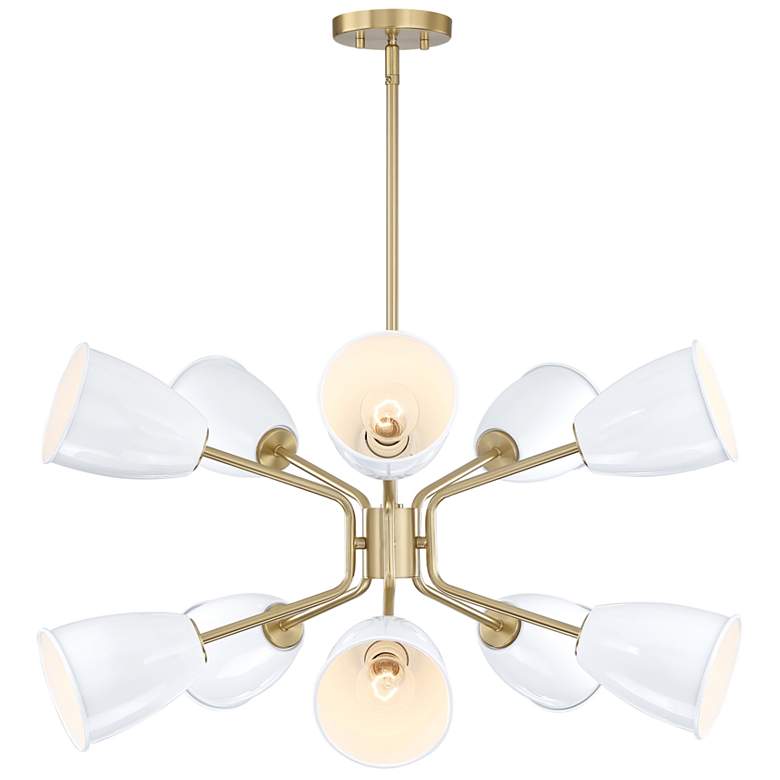 Image 1 Biba 28.5 in. 10-Light Brushed Gold Modern Chandelier with Metal Shades