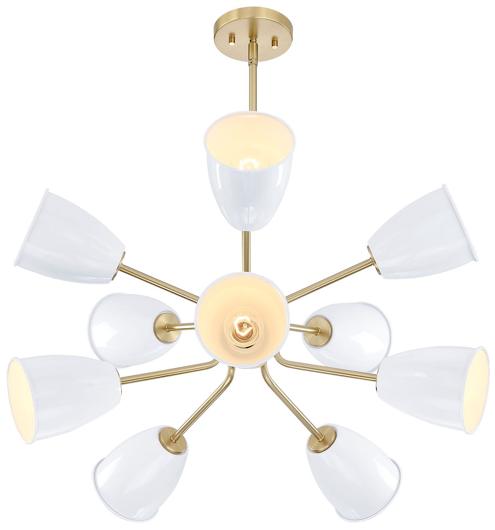 Image 6 Biba 28.5 in. 10-Light Brushed Gold Modern Chandelier with Metal Shades more views