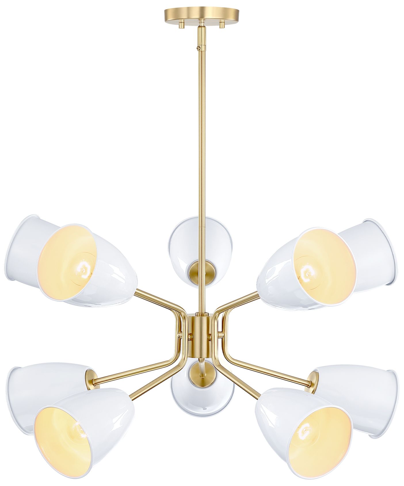 Image 7 Biba 28.5 in. 10-Light Brushed Gold Modern Chandelier with Metal Shades more views