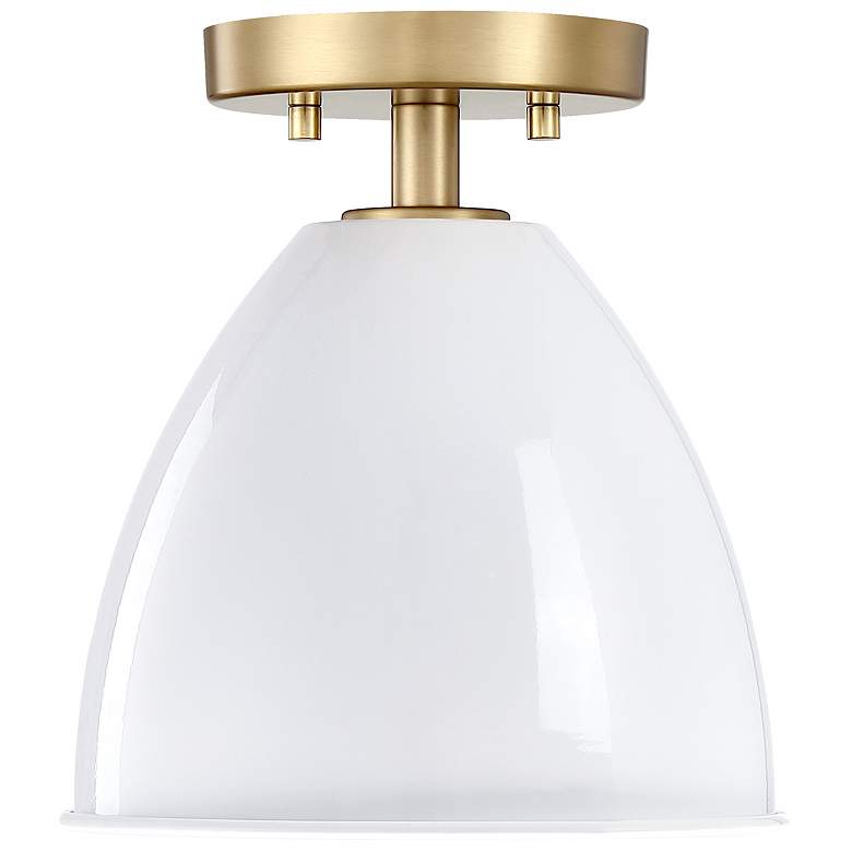 Image 1 Biba 8.25 in. 1-Light Brushed Gold Modern Semi Flush Mount Metal Shades
