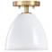 Biba 8.25 in. 1-Light Brushed Gold Modern Semi Flush Mount Metal Shades