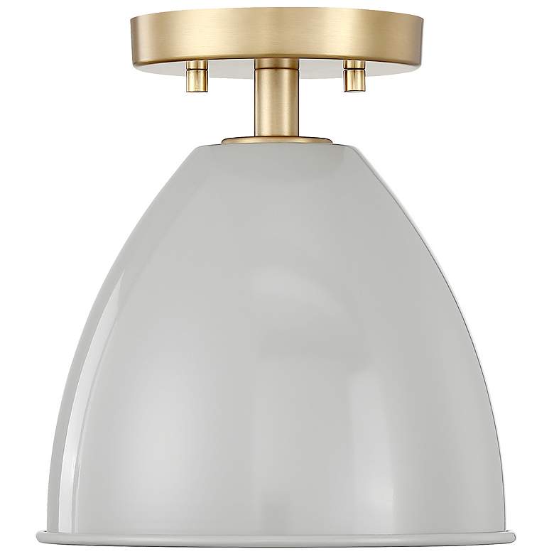 Image 1 Biba 8.25 in. 1-Light Brushed Gold Modern Semi Flush Mount with Shades