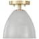Biba 8.25 in. 1-Light Brushed Gold Modern Semi Flush Mount with Shades