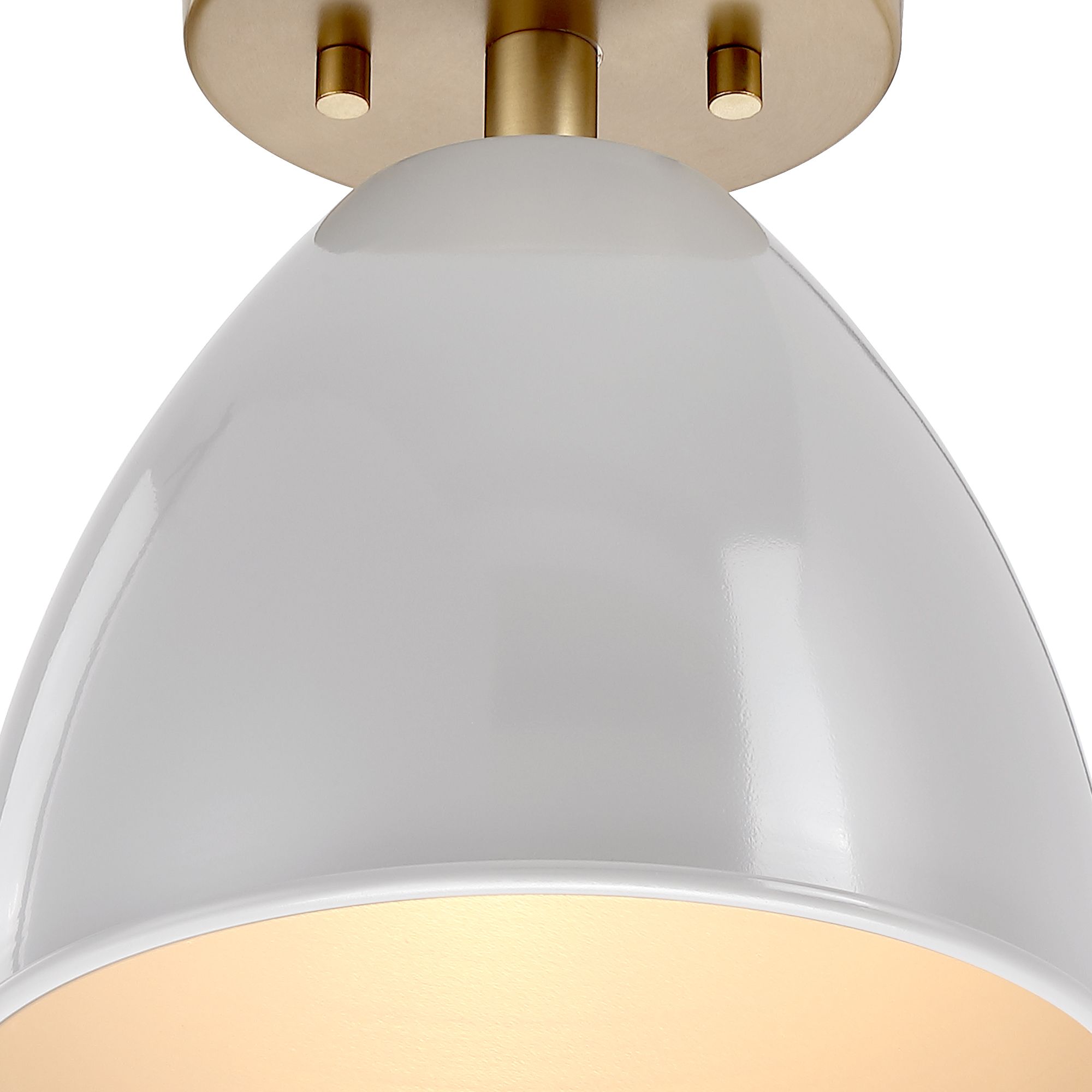 Image 3 Biba 8.25 in. 1-Light Brushed Gold Modern Semi Flush Mount with Shades more views