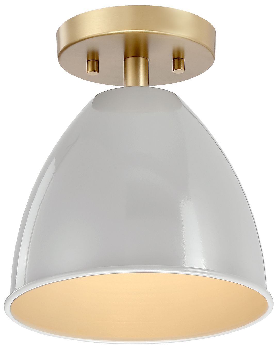 Image 5 Biba 8.25 in. 1-Light Brushed Gold Modern Semi Flush Mount with Shades more views