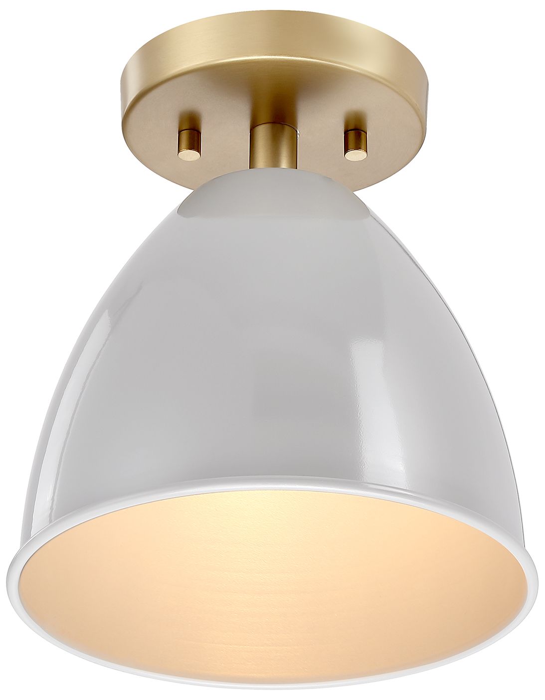 Image 6 Biba 8.25 in. 1-Light Brushed Gold Modern Semi Flush Mount with Shades more views