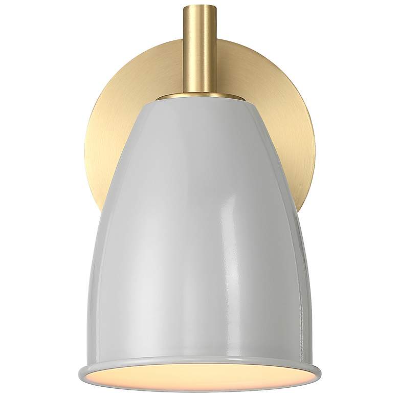 Image 1 Biba 8 in. 1-Light Brushed Gold Modern Wall Sconce Metal Shade