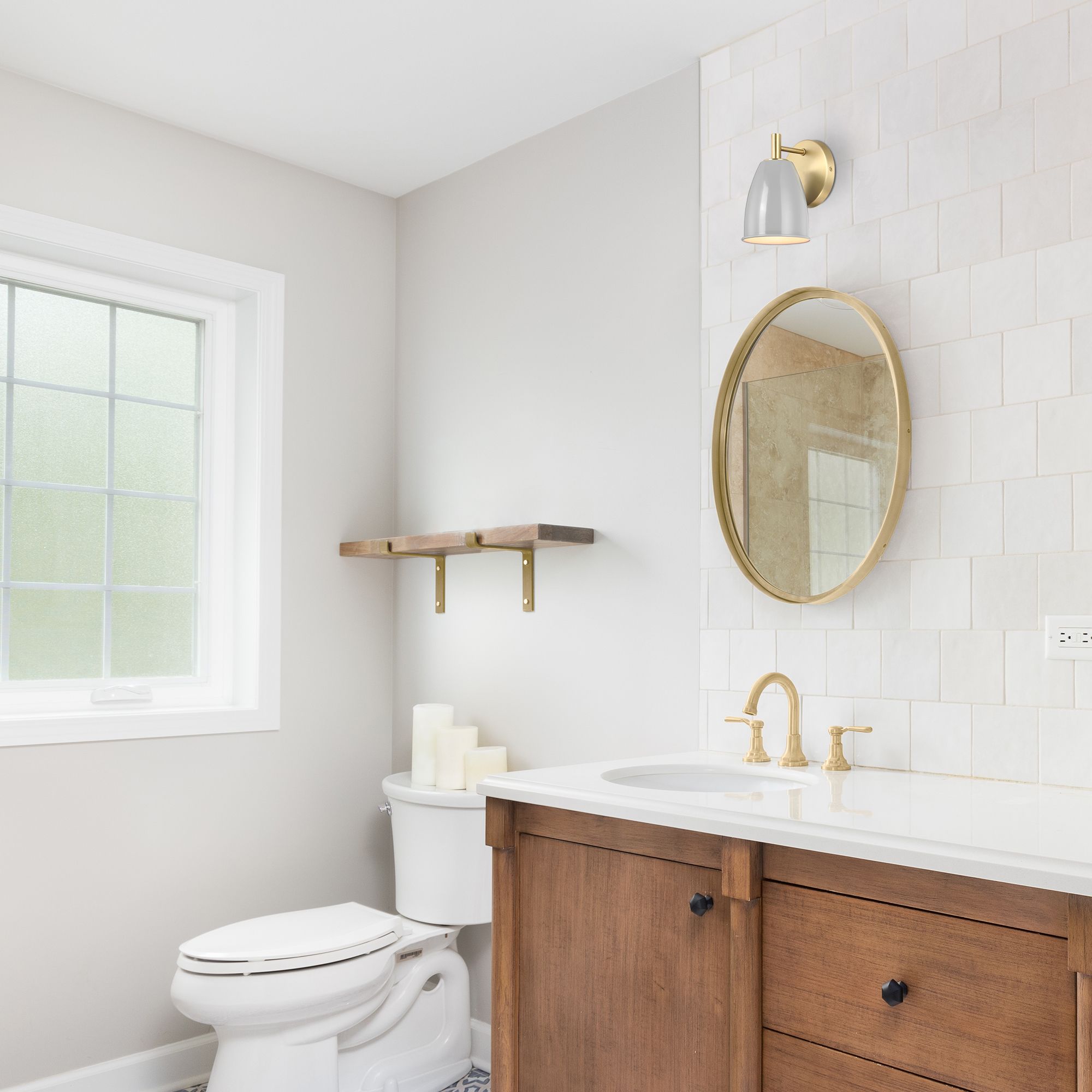 Image 4 Biba 8 in. 1-Light Brushed Gold Modern Wall Sconce Metal Shade more views