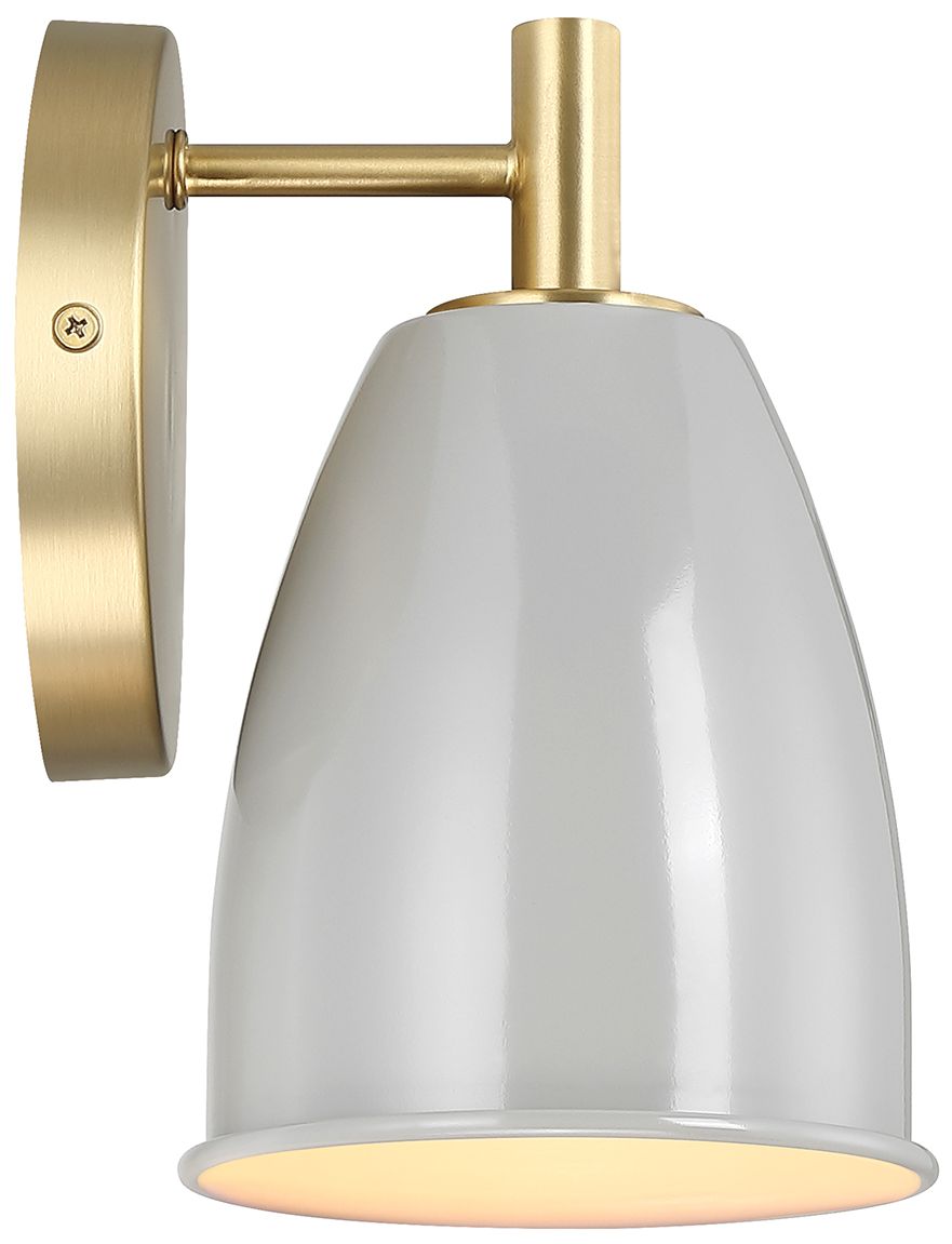 Image 6 Biba 8 in. 1-Light Brushed Gold Modern Wall Sconce Metal Shade more views