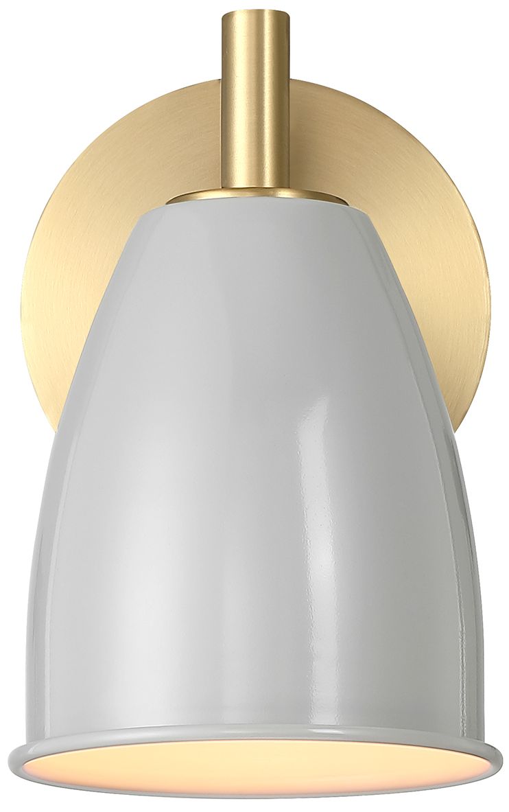 Image 7 Biba 8 in. 1-Light Brushed Gold Modern Wall Sconce Metal Shade more views