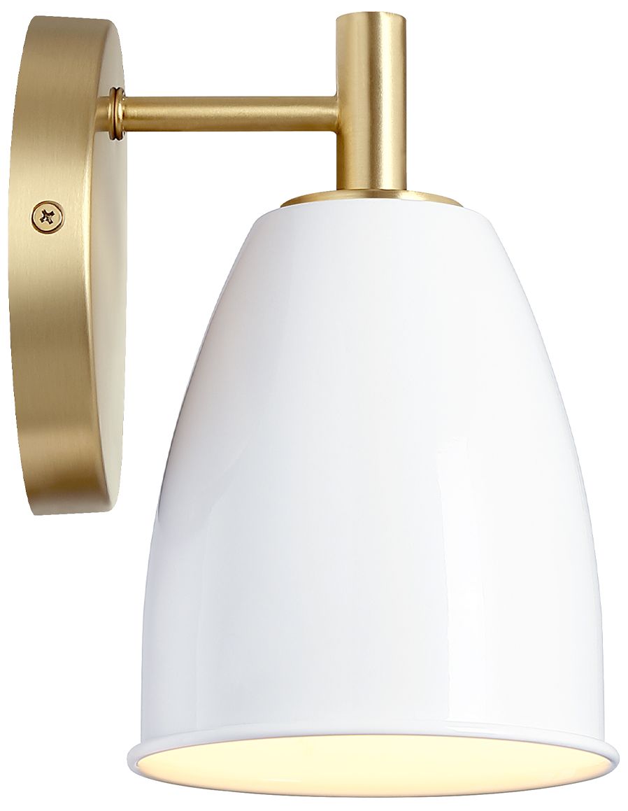 Image 6 Biba 8 in. 1-Light Brushed Gold Modern Wall Sconce Metal Shade more views