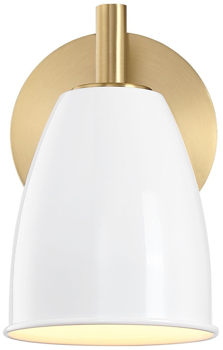 Image 7 Biba 8 in. 1-Light Brushed Gold Modern Wall Sconce Metal Shade more views