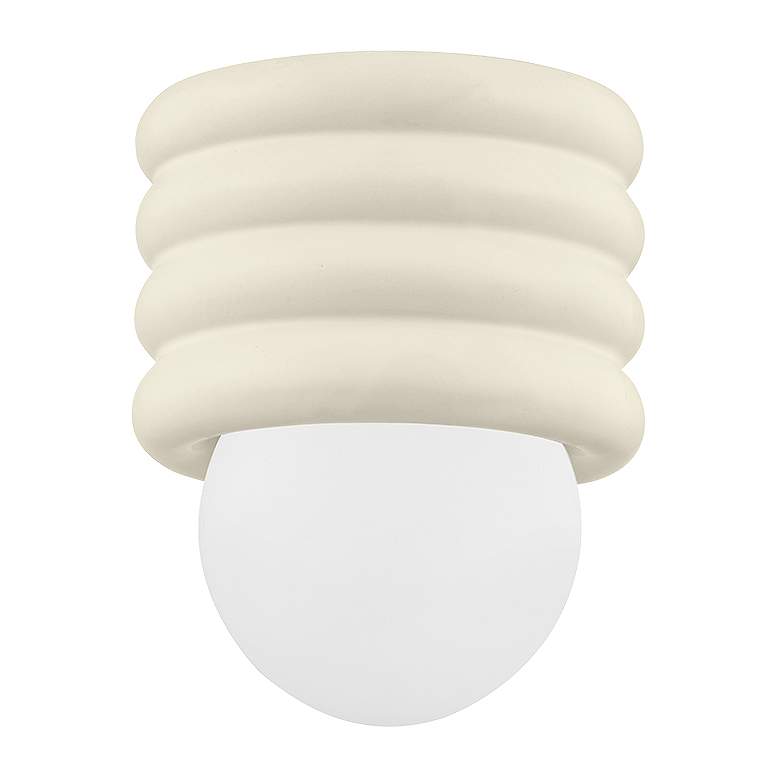 Image 2 Bibi 1 Light Flush Mount Aged Brass/Ceramic Antique Ivory
